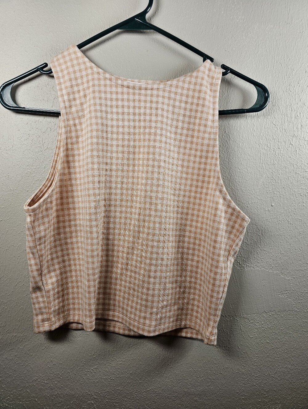 Elodie Peach Gingham Sleeveless Crop Top